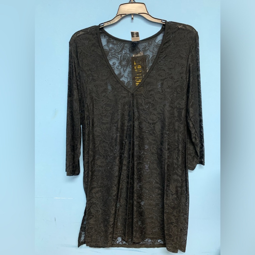 NWT swimsuit black lace mesh top cover-up RM23106 small medium